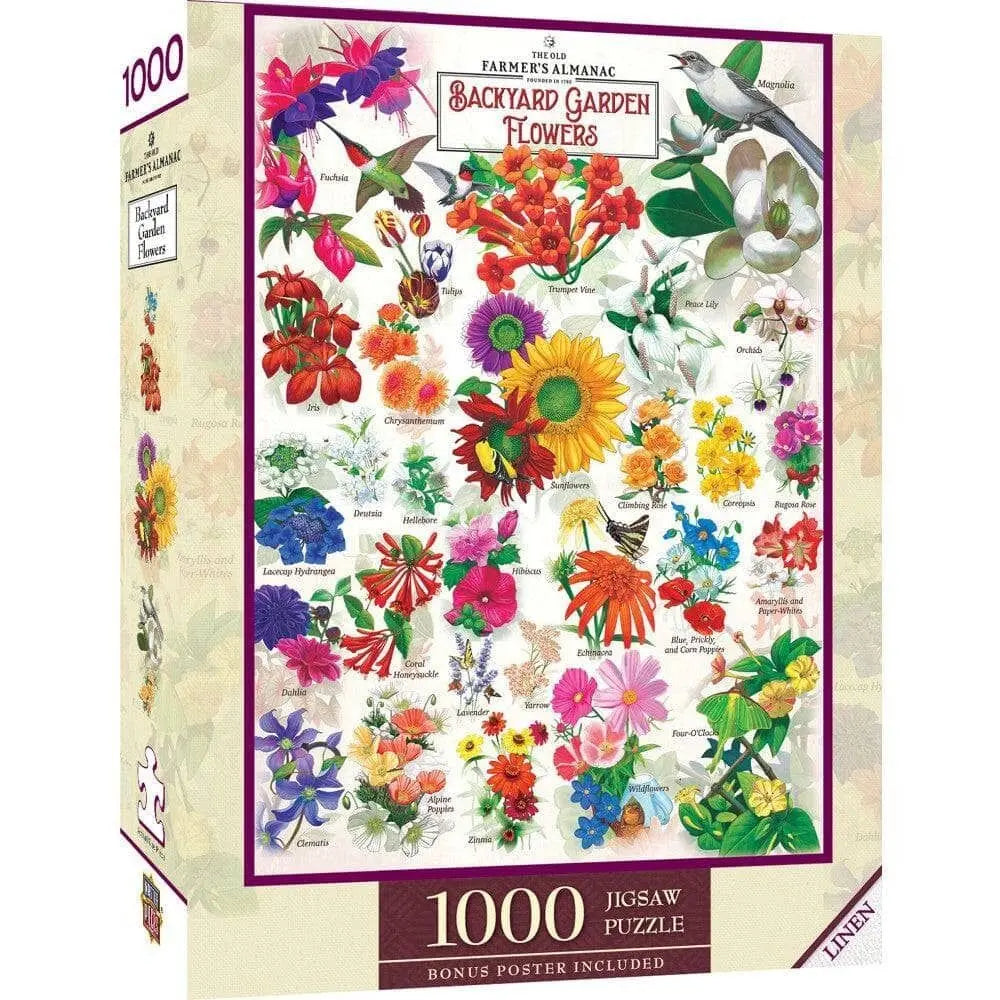 Box, turned right: Farmer's Almanac - Garden Flowers - 1000 Piece Jigsaw Puzzle (Master Pieces)