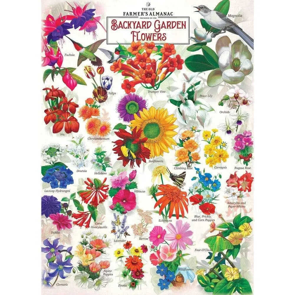 Farmer's Almanac - Garden Flowers - 1000 Piece Jigsaw Puzzle (Master Pieces) - Completed Puzzle