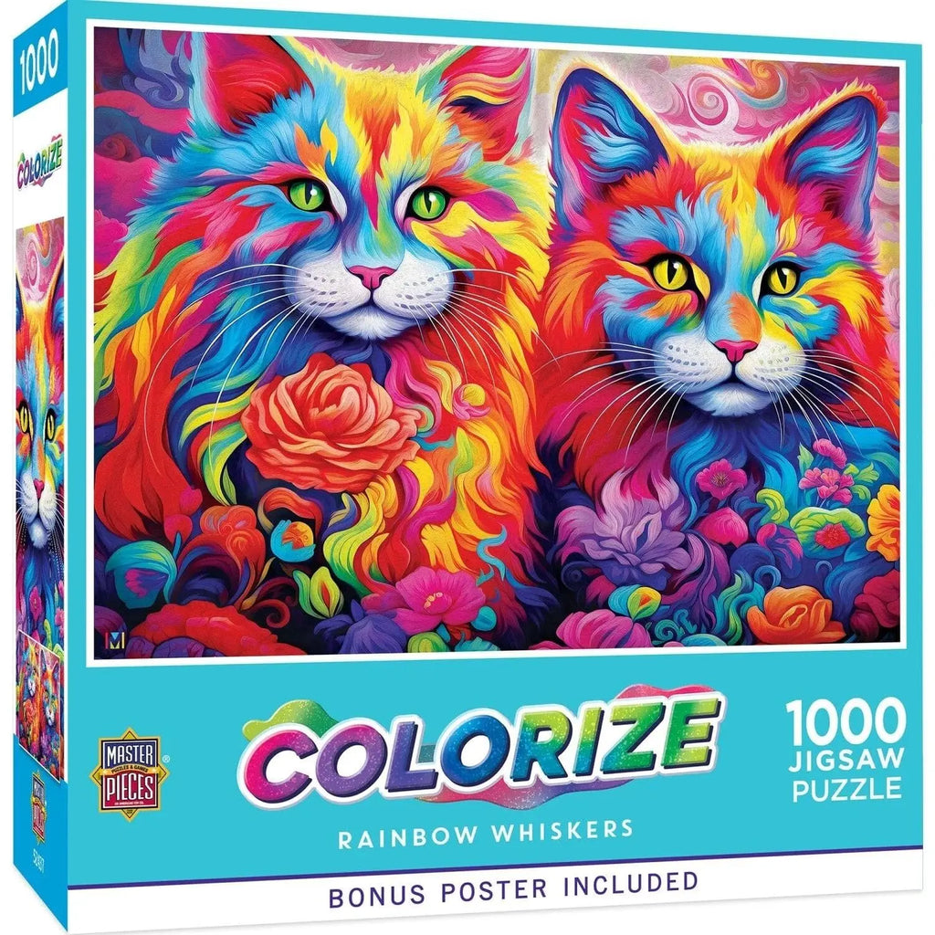 Box, turned right: Colorize - Rainbow Mustaches - 1000 Piece Jigsaw Puzzle (Master Pieces)