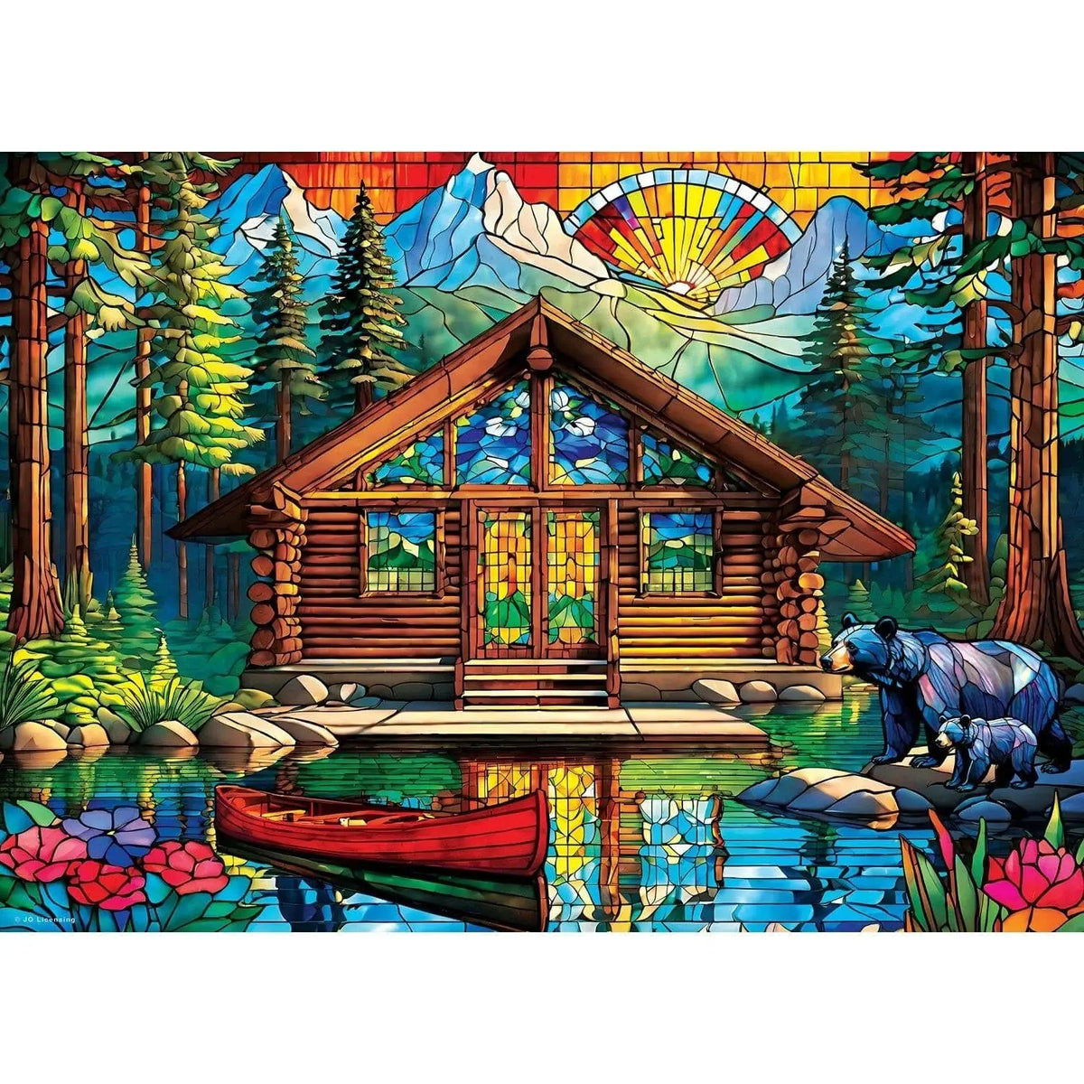 Stained Glass - Cabin Spectrum - 1000 Piece Jigsaw Puzzle (Master Pieces) - Completed Puzzle