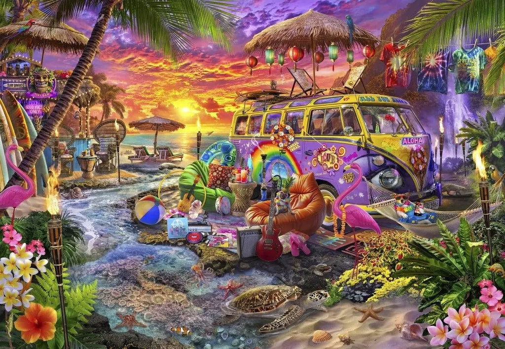 Hippie Beach - 1000 Piece Jigsaw Puzzle (Bluebird) - Completed Puzzle