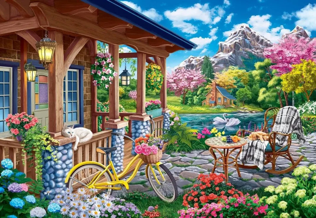 House in the Mountains - 1000 Piece Jigsaw Puzzle (Bluebird) - Completed Puzzle