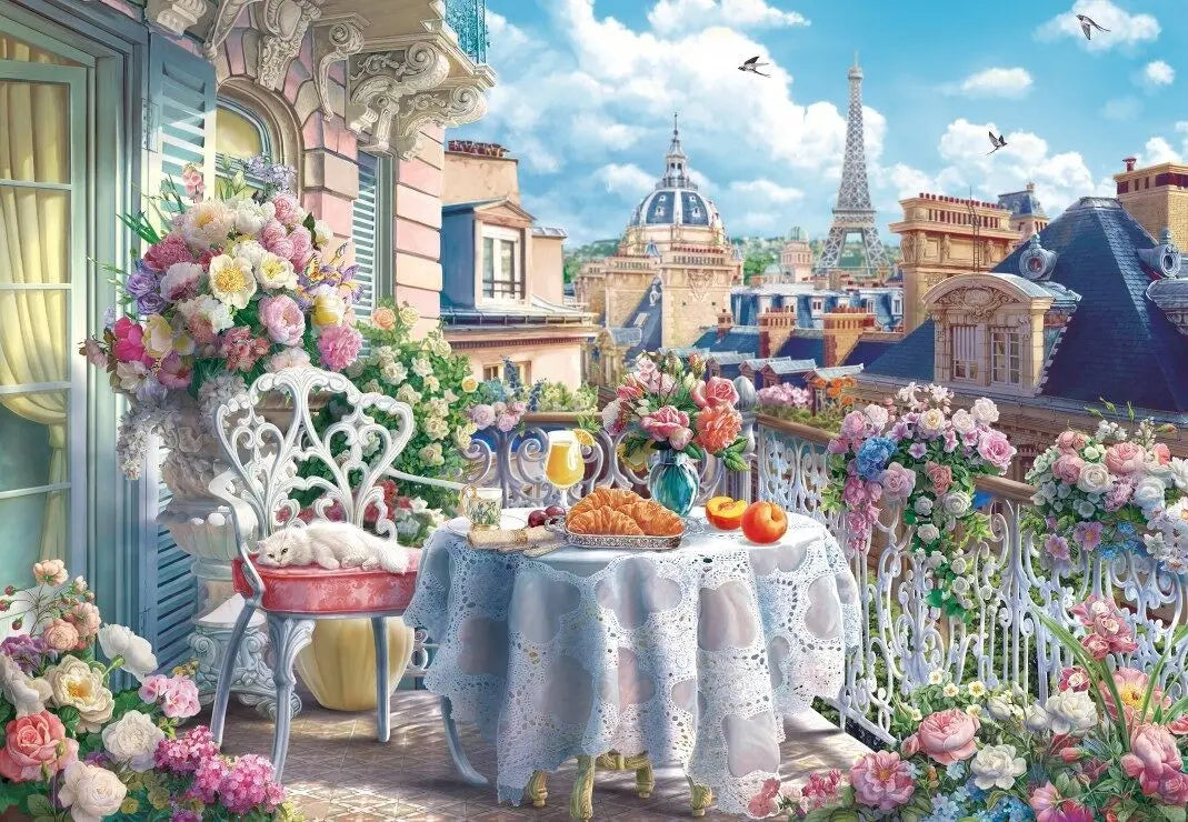 Artwork: Breakfast on the Balcony in Paris - 1000 Piece Jigsaw Puzzle (Bluebird)