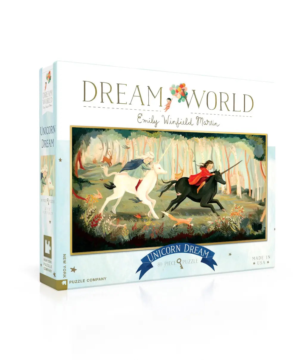 Box, turned right: Dream World - Unicorn Dream - 80 Piece Jigsaw Puzzle (New York Puzzle Company)