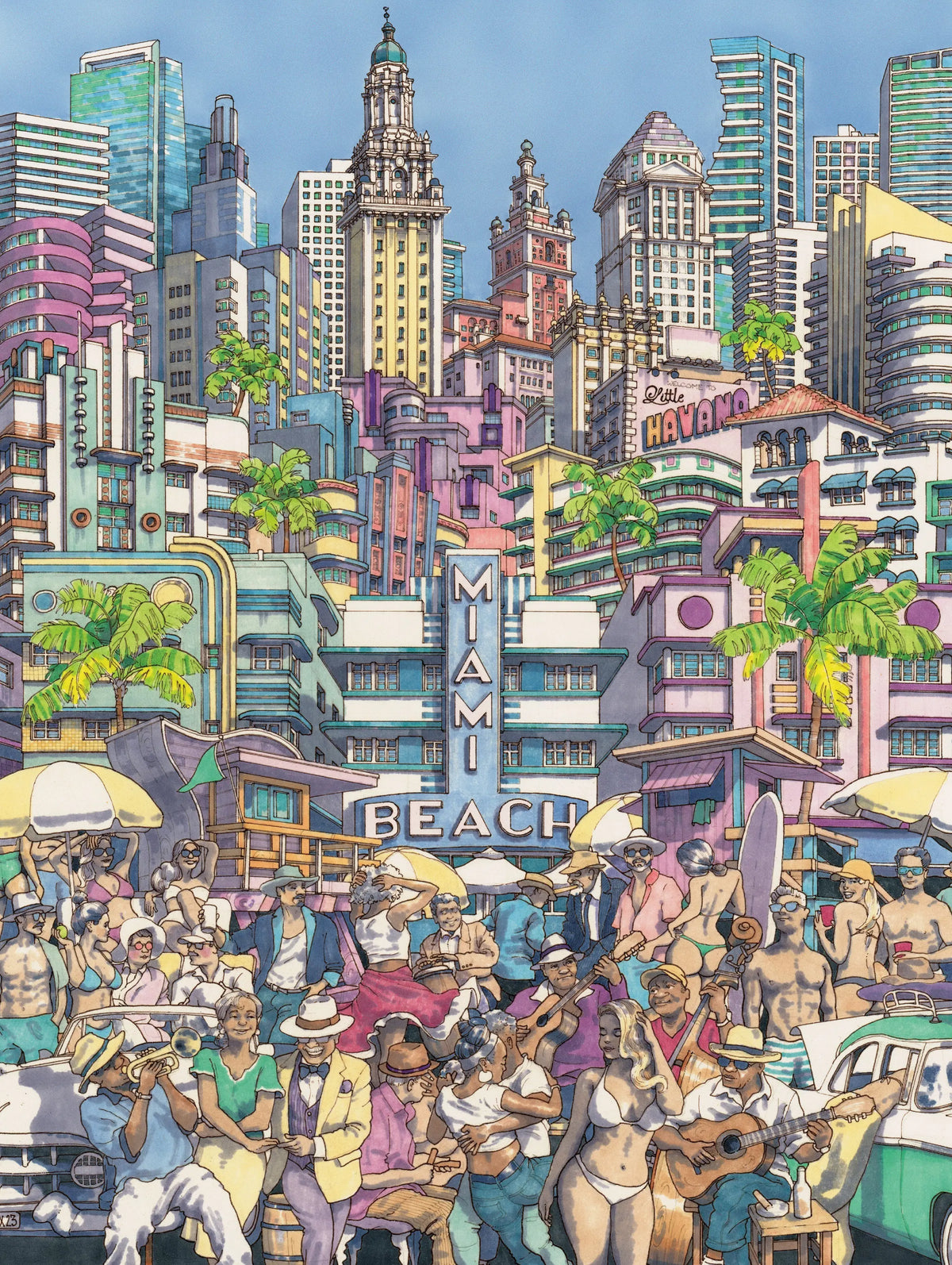 Sun Kissed City - 500 Piece Jigsaw Puzzle (New York Puzzle Company) - Completed Puzzle