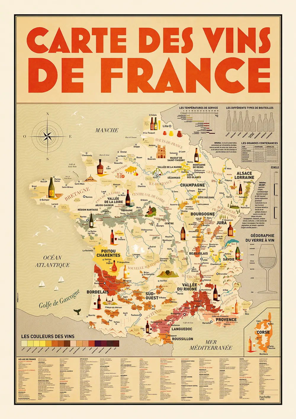 Map of French Wines - 1500 Piece Jigsaw Puzzle (Hachette) - Completed Puzzle