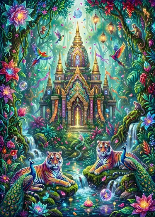 The Tiger Sanctuary - 500 Piece Jigsaw Puzzle (Bluebird) - Completed Puzzle