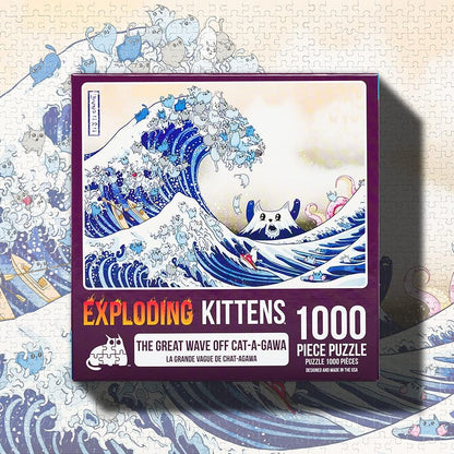 Exploding Kittens - The Great Wave of Catagawa - 1000 Piece Jigsaw Puzzle