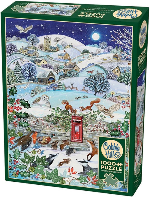 Village on a Winter's Night - 1000 Piece Jigsaw Puzzle (Cobble Hill) - Completed Puzzle