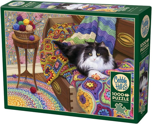 Comfy Cat - 1000 Piece Jigsaw Puzzle (Cobble Hill) - Completed Puzzle