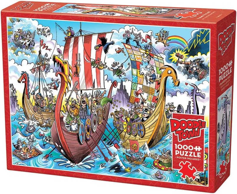 DoodleTown: Viking Voyage by Dave Whamond - 1000 Piece Jigsaw Puzzle (Cobble Hill)
