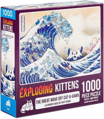 Exploding Kittens - The Great Wave of Catagawa - 1000 Piece Jigsaw Puzzle