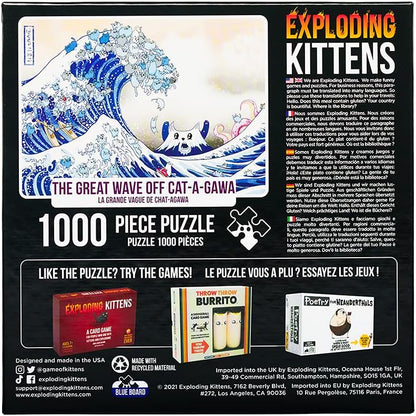 Exploding Kittens - The Great Wave of Catagawa - 1000 Piece Jigsaw Puzzle