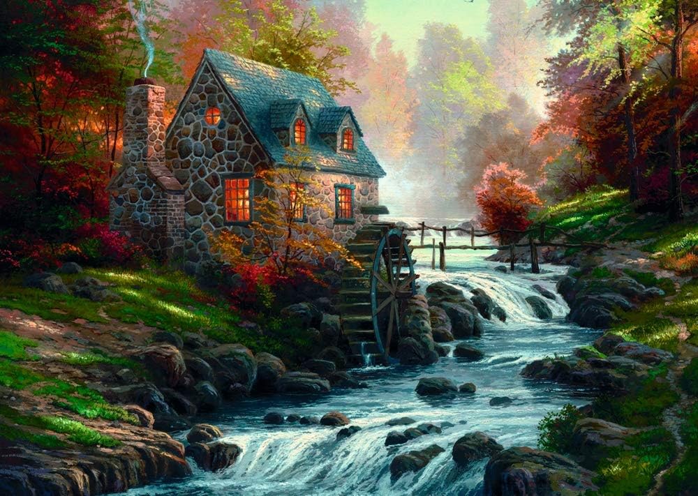 Cobblestone Mill by Thomas Kinkade – 1000 Piece Jigsaw Puzzle (Schmidt)