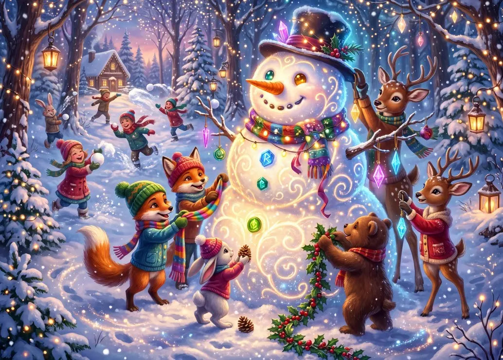 The Magic Snowman - 104 Piece Jigsaw Puzzle (Bluebird) - Completed Puzzle