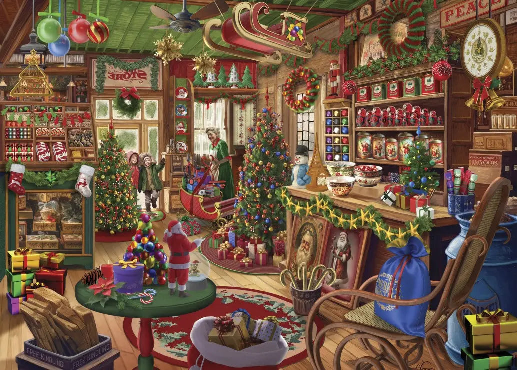 The Christmas Shop - 500 Piece Jigsaw Puzzle (Bluebird) - Completed Puzzle