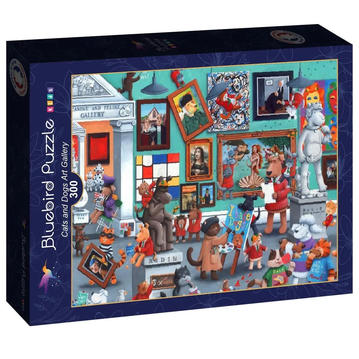 Box, turned right: Art Gallery "Cats and Dogs" - 300 Piece Jigsaw Puzzle (Bluebird)