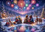 Winter Fireworks - 204 Piece Jigsaw Puzzle (Bluebird) - Completed Puzzle