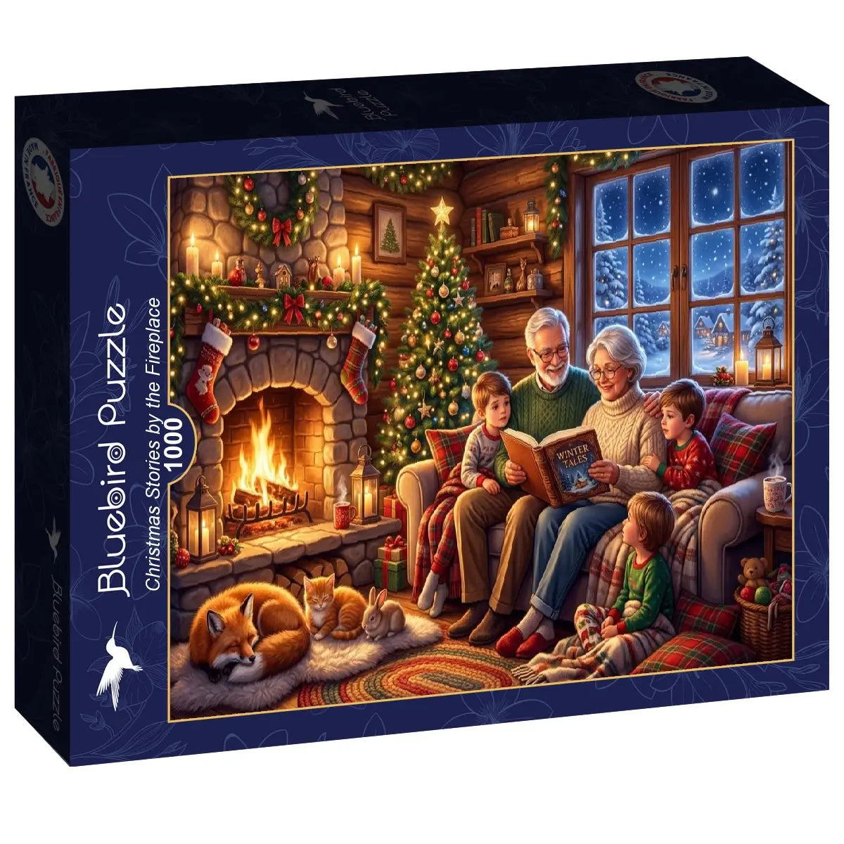 Box, turned right: Christmas Tales by the Fireside - 1000 Piece Jigsaw Puzzle (Bluebird)