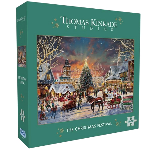 The Christmas Festival by Thomas Kinkade – 1000 Piece Jigsaw Puzzle (Gibsons) - Completed Puzzle