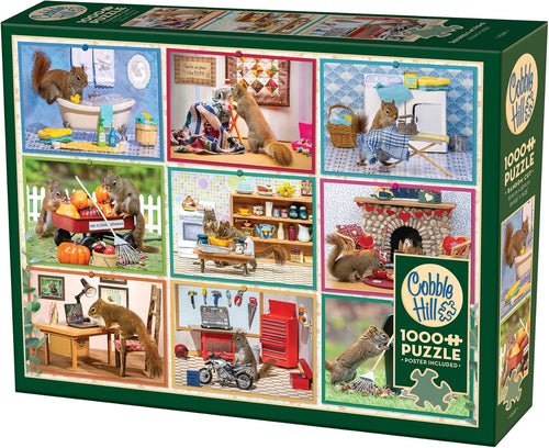 Squirrels At Home - 1000 Piece Jigsaw Puzzle (Cobble Hill) - Completed Puzzle