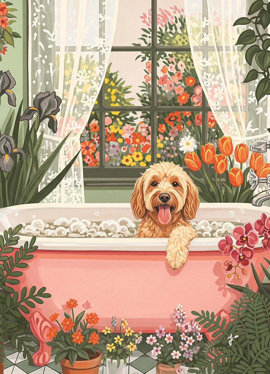 Blooms and Bubbles by YunaMoona - 500 Piece Jigsaw Puzzle + Poster (Cobble Hill)