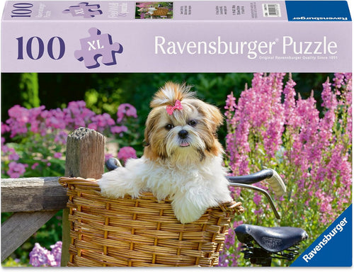 Puppy in the Garden - 100 Piece XL Jigsaw Puzzle (Ravensburger) - Completed Puzzle