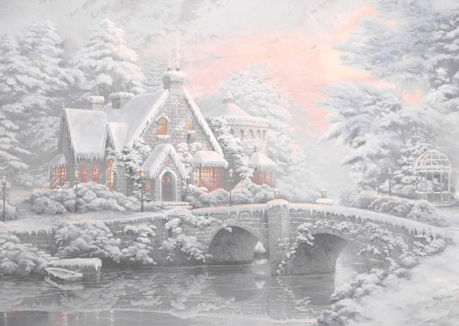 Lamplight Manor/Winter in Lamplight Manor by Thomas Kinkade – 2 x 1000 Piece Jigsaw Puzzle (Schmidt)