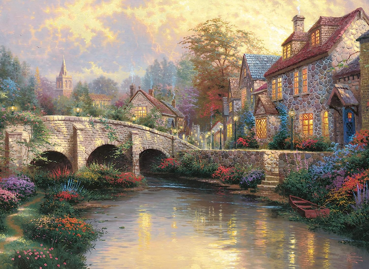 Cobblestone Brooke by Thomas Kinkade – 1000 Piece Jigsaw Puzzle (Schmidt)