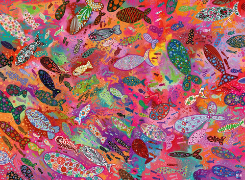 Fish in Fuchsia by Noemi Ibarz - 500 Piece Jigsaw Puzzle (Ravensburger)