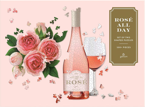 Rosé All Day Set of Two Shaped Puzzles - 500 Piece Jigsaw Puzzle (Galison)