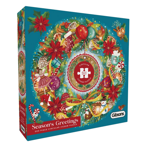 Season's Greetings by Claire McElfatrick – 500 Piece Jigsaw Puzzle (Gibsons) - Completed Puzzle