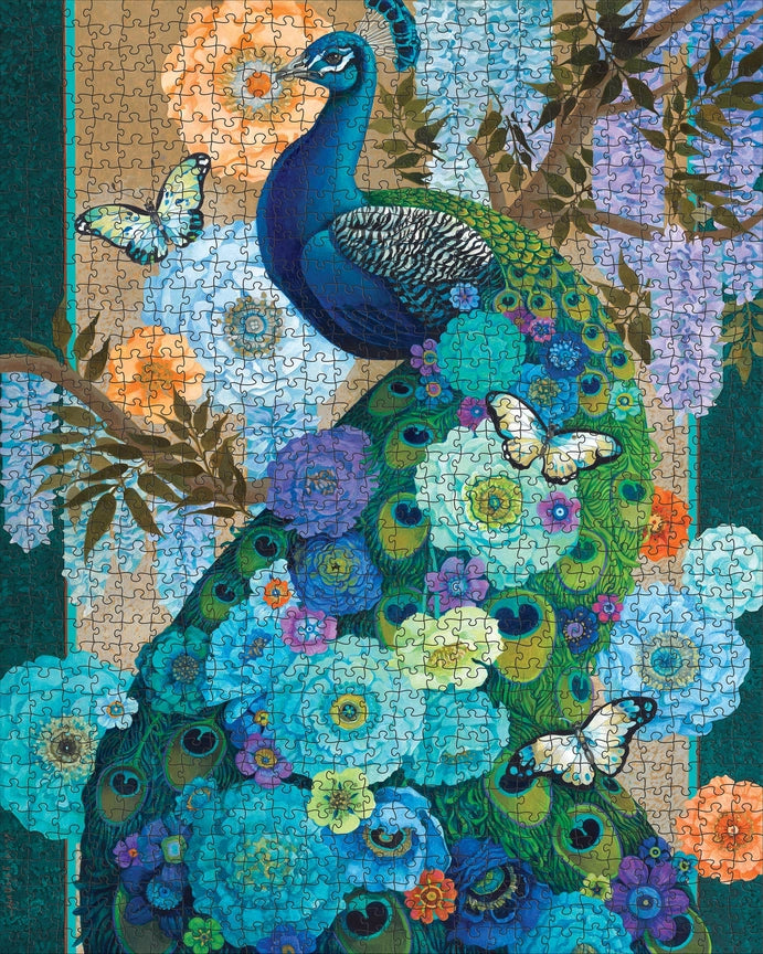 Floral Peacock by David Galchutt – 1000 Piece Jigsaw Puzzle (Pomegranate)