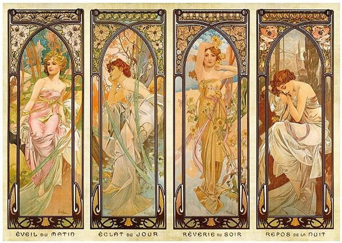 Artwork: Times of Day by Alphonse Mucha – 1000 Piece Jigsaw Puzzle (Dtoys)