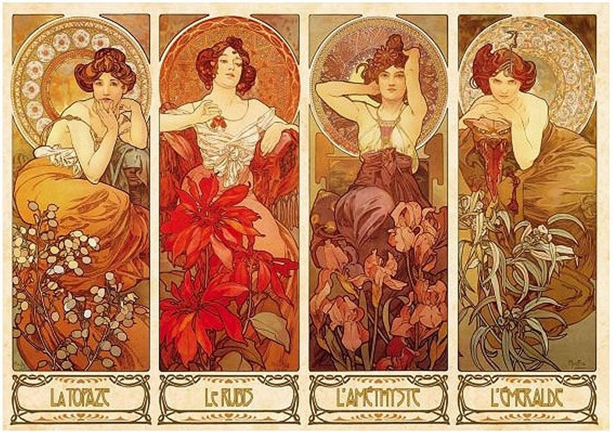 Artwork: Precious Stones by Alphonse Mucha – 1000 Piece Jigsaw Puzzle (Dtoys)