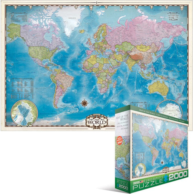 Artwork: World Map – 2000 Piece Jigsaw Puzzle (Eurographics)