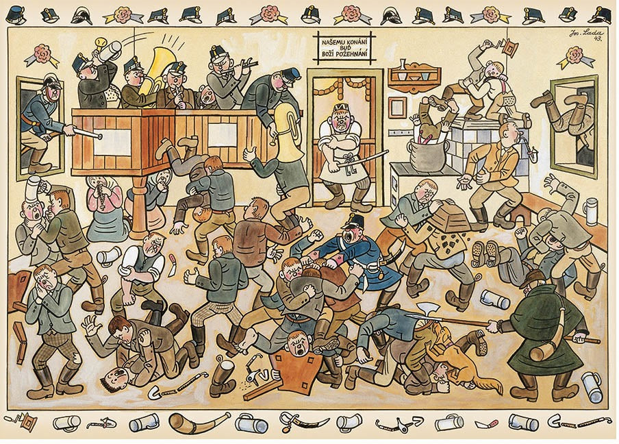 Artwork: Fight in a Pub by Josef Lada – 1000 Piece Jigsaw Puzzle (Dino)