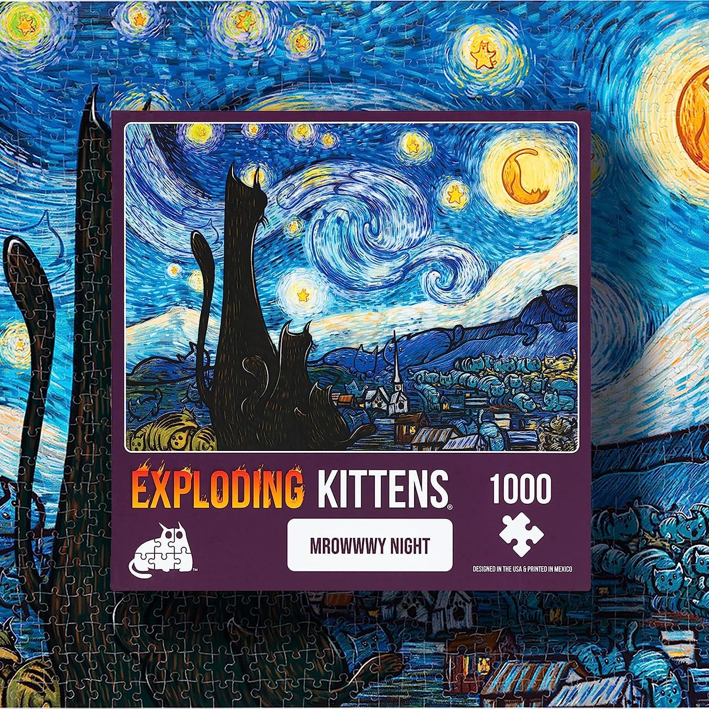 Exploding Kittens - Mrowwwy Night - 1000 Piece Jigsaw Puzzle