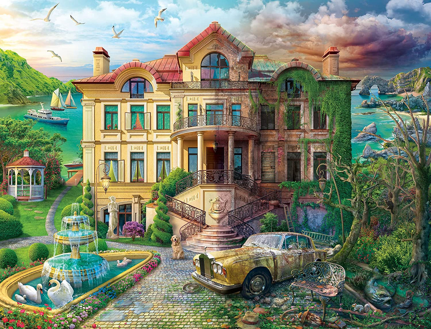 Ravensburger - Now & Then, Cove Manor Echoes - 2000 Piece Jigsaw Puzzle