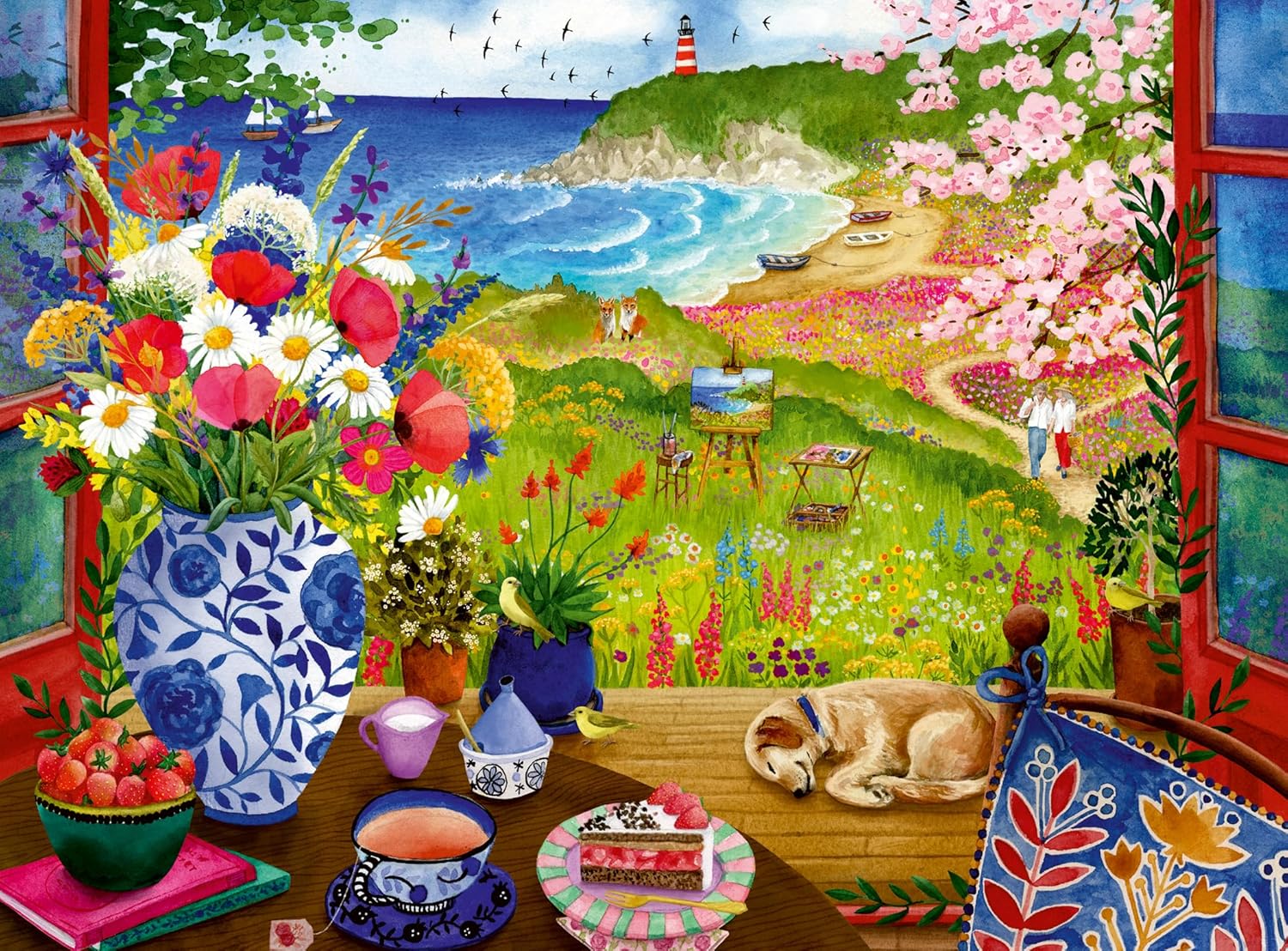 ** Pre-Order ** Seaside Window View - 100 Piece XL Jigsaw Puzzle (Ravensburger)