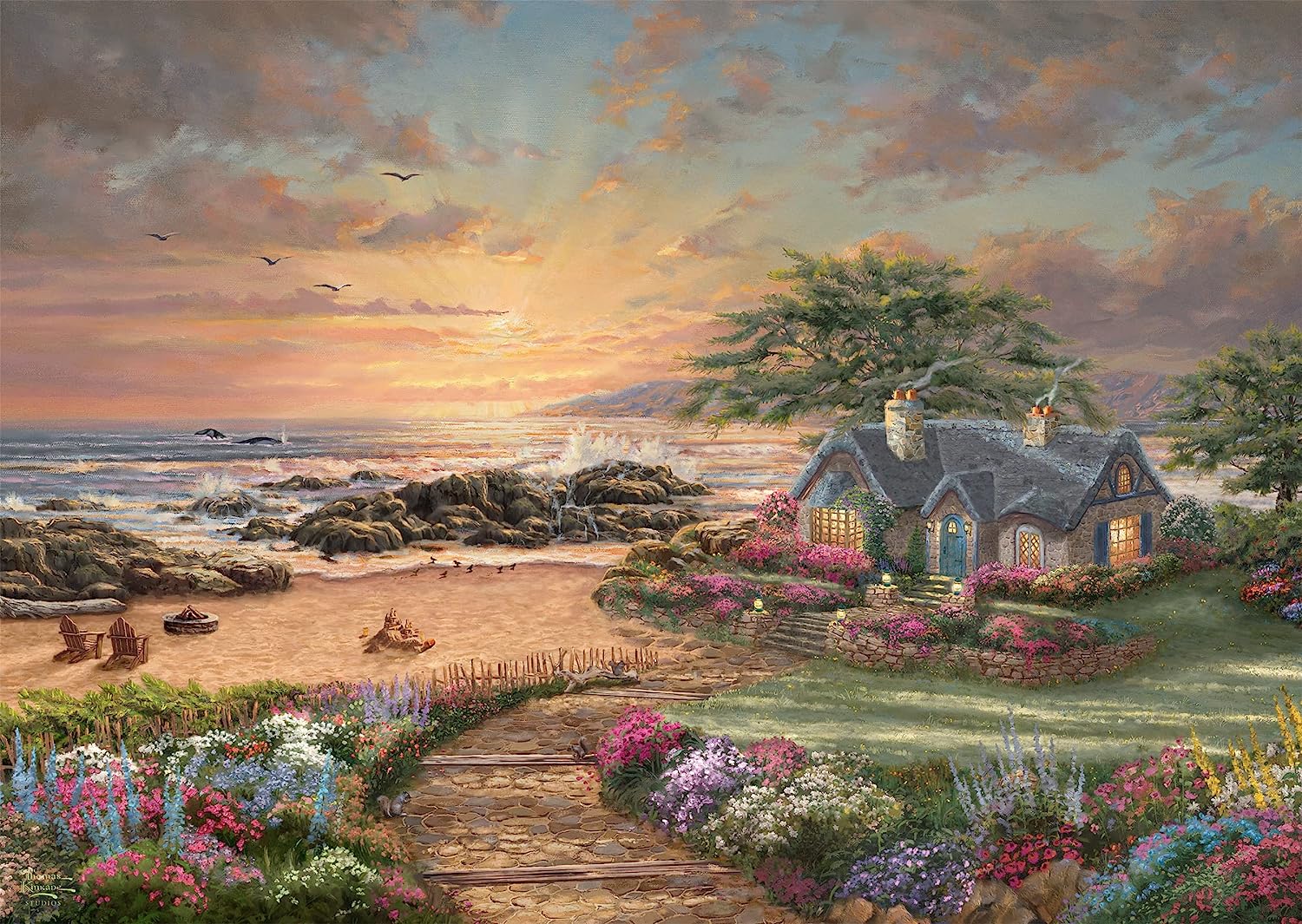 Seaside Cottage by Thomas Kinkade – 1000 Piece Jigsaw Puzzle (Schmidt)