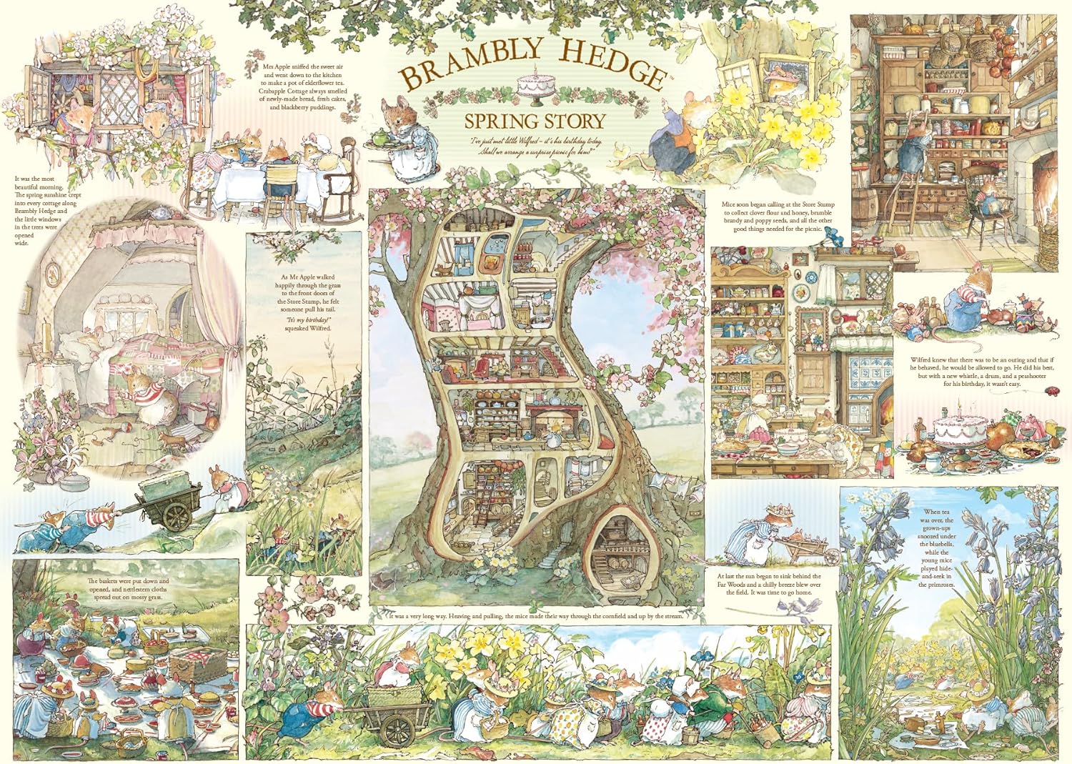 Brambly Hedge Spring Story by Jill Barklem - 1000 Piece Jigsaw Puzzle + Poster (Cobble Hill)