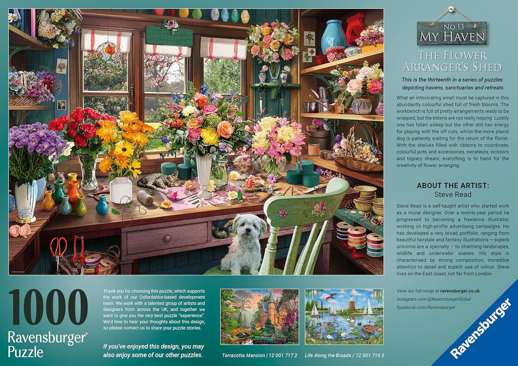 My Haven No.13 - The Flower Arranger's Shed by Steve Read - 1000 Piece Jigsaw Puzzle (Ravensburger) - Image 3