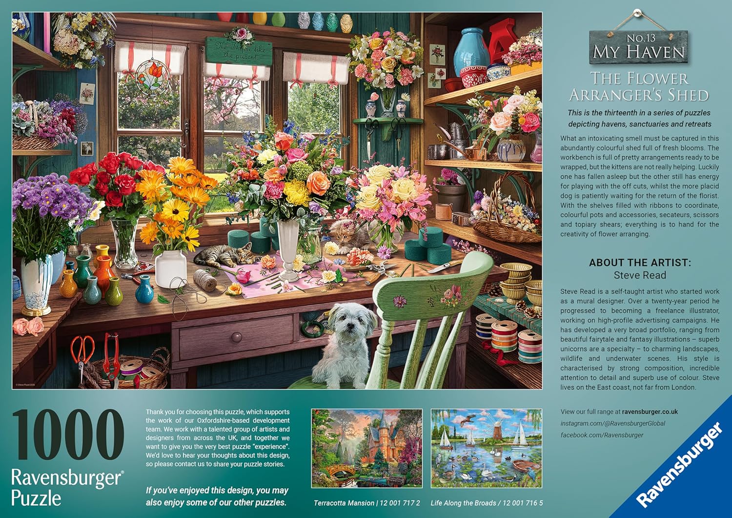 ** Pre-Order ** My Haven No.13 - The Flower Arranger's Shed by Steve Read - 1000 Piece Jigsaw Puzzle (Ravensburger)