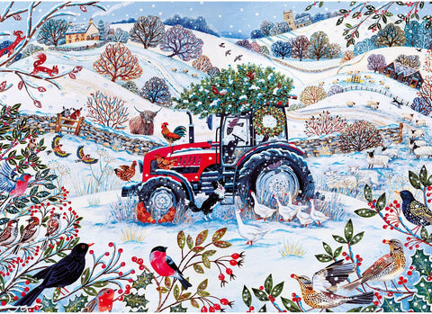 ** Pre-Order ** Festive Farm by Lucy Grossmith - 1000 Piece Jigsaw Puzzle (Gibsons)