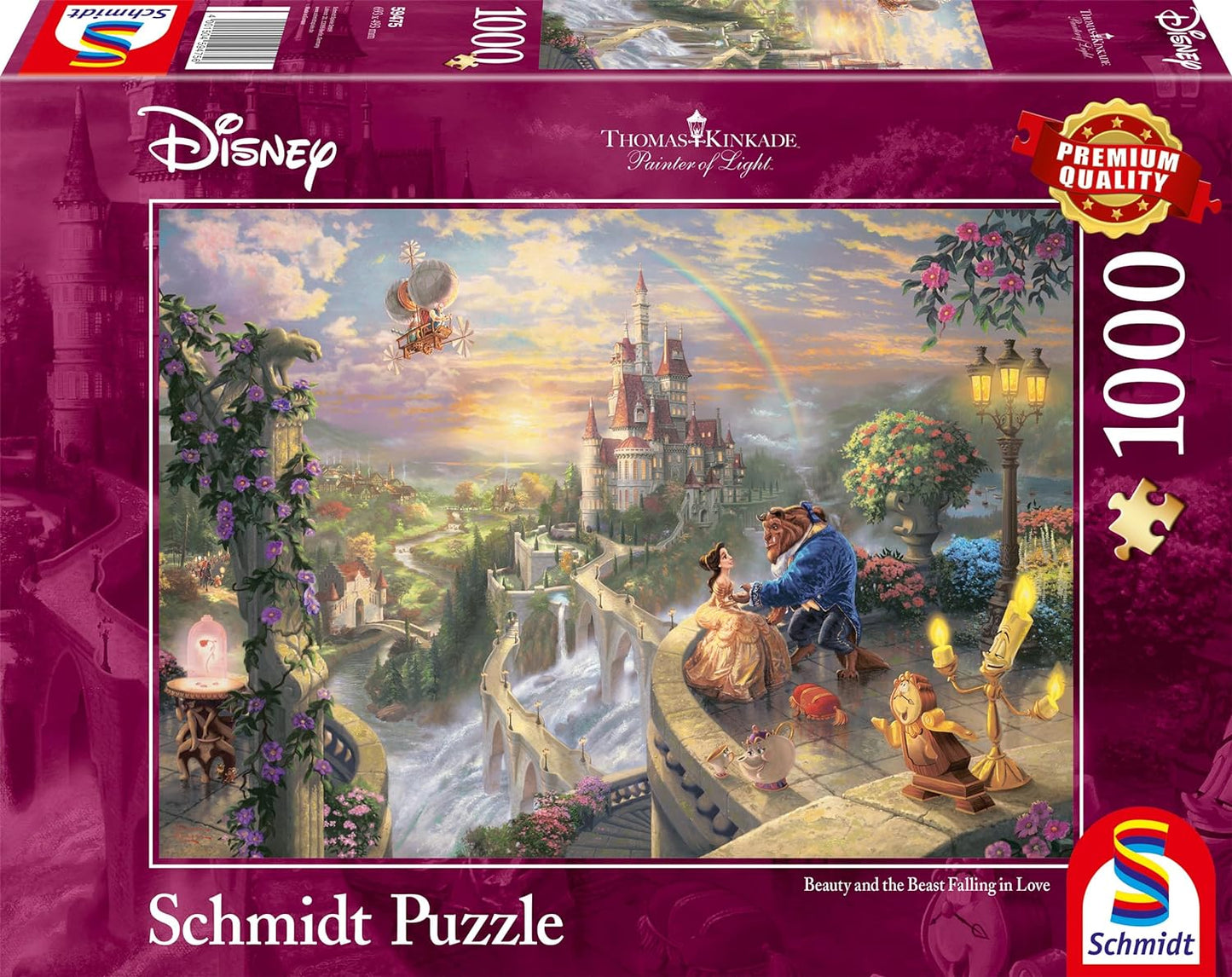 Schmidt - Thomas Kinkade: Disney Beauty and the Beast Falling in Love - 1000 Piece Jigsaw Puzzle
