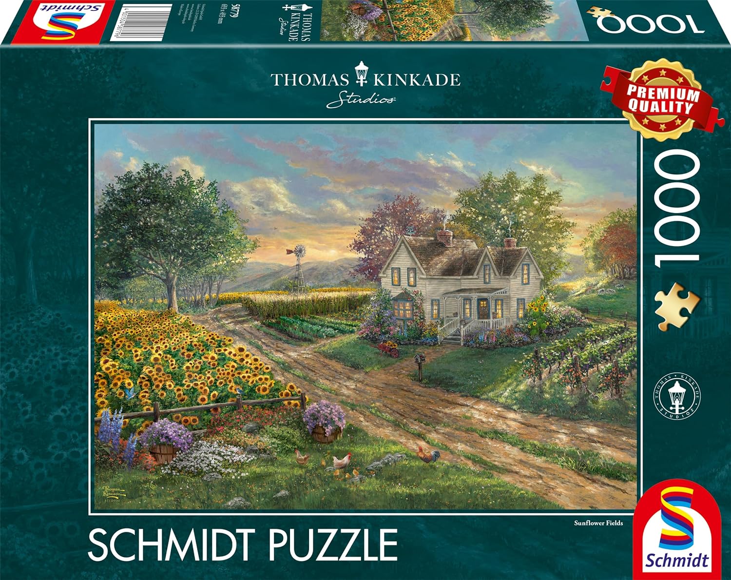 Sunflower Fields by Thomas Kinkade – 1000 Piece Jigsaw Puzzle (Schmidt)