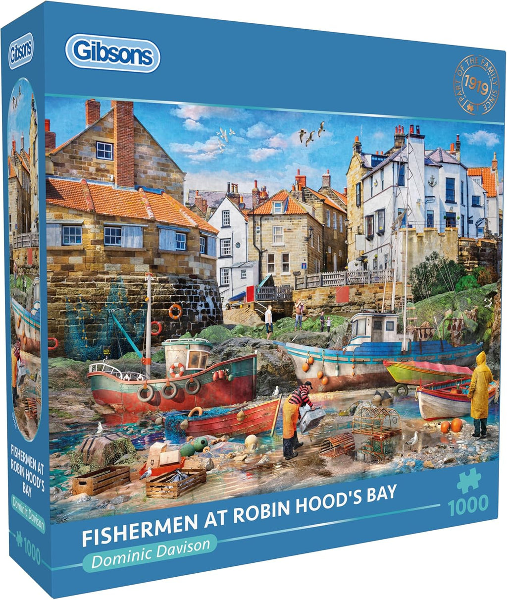 Fishermen at Robin Hood's Bay by Dominic Davison - 1000 Piece Jigsaw Puzzle (Gibsons)
