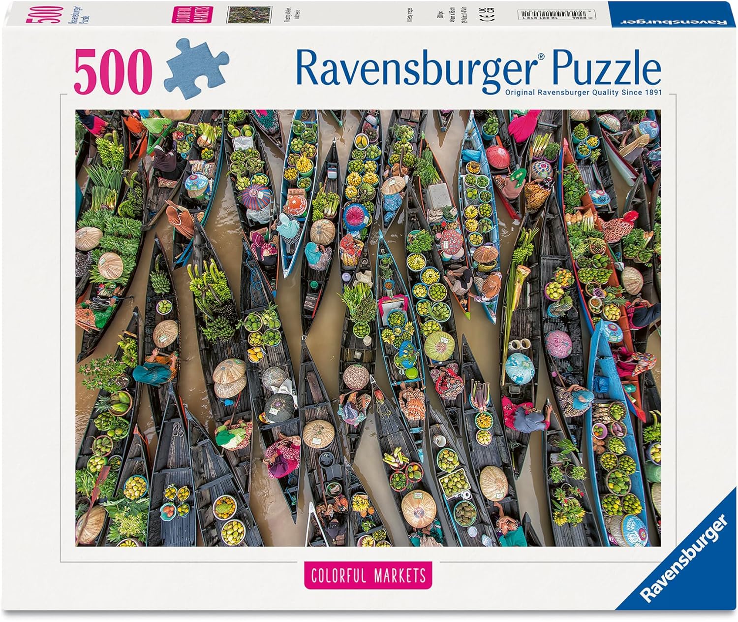 ** Pre-Order ** Floating Market Indonesia - 500 Piece Jigsaw Puzzle (Ravensburger)