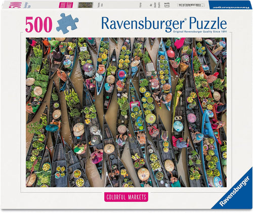 Floating Market Indonesia - 500 Piece Jigsaw Puzzle (Ravensburger) - Completed Puzzle
